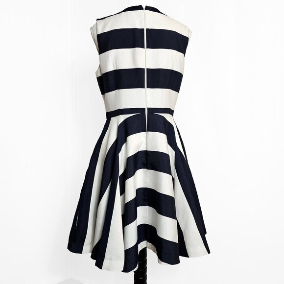 Belle Badgley Mischka Shawn Navy and White Striped Fit & Flare Sleeveless Dress - Picture 5 of 6